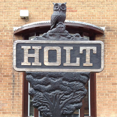 Town sign Holt Owl Trail